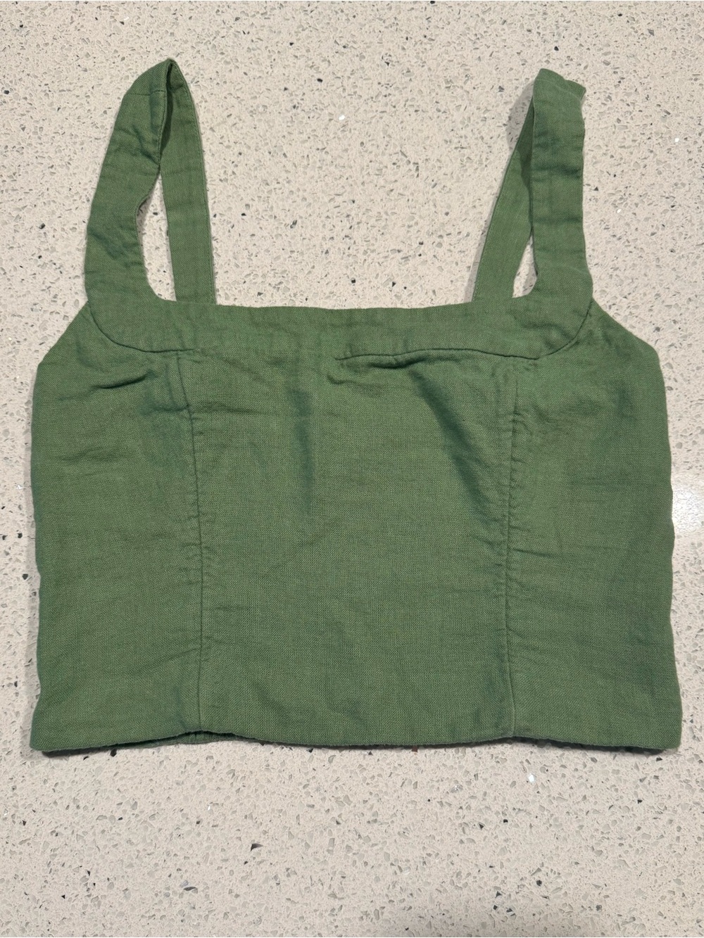 Abercrombie & Fitch Linen Square Neck Crop Top Sage Green Cottagecore Small - Picture 3 of 6